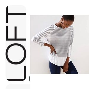 Loft Striped Mixed Media Sweatshirt